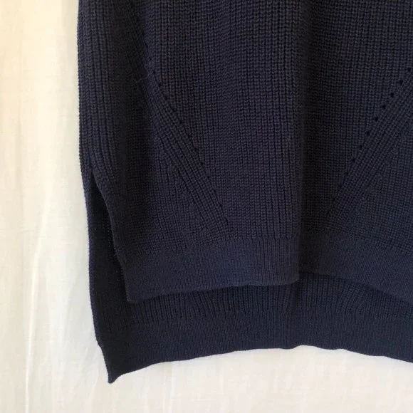 UNIQLO Size 12/14 M/L Navy Cotton Knitted Sleeveless Vest Winter Basic Neutral - Picture 5 of 9